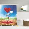Abstract Art Hearts Beach Shower Curtain - Scenic Rose Leaves Heart Cloud Love