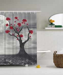 Abstract Art Moonlight Flowers Full Moon Shower Curtain For A Romantic Bath