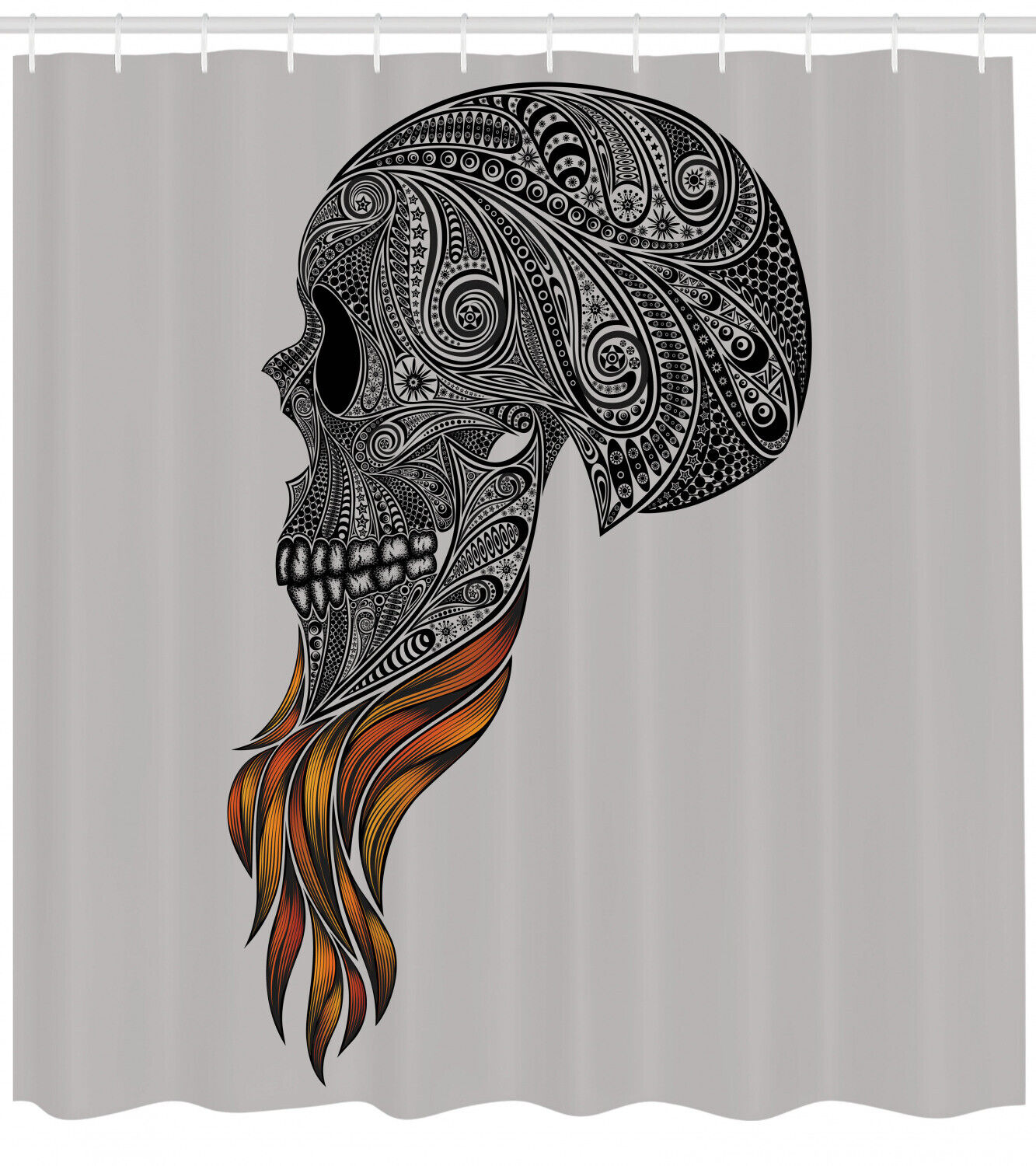 Abstract Art Skull Beard Print Shower Curtain for Indie Bathroom Decor by Ikfashoni