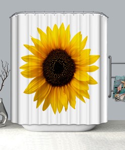 Abstract Art Sunflower Shower Curtain with A Golden Glow to Brighten Up Your Bathroom