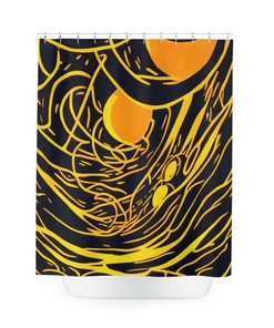 Abstract Art Sunrise Shower Curtain - Waterproof Fabric with Modern and Inviting Design, Perfect for Kids