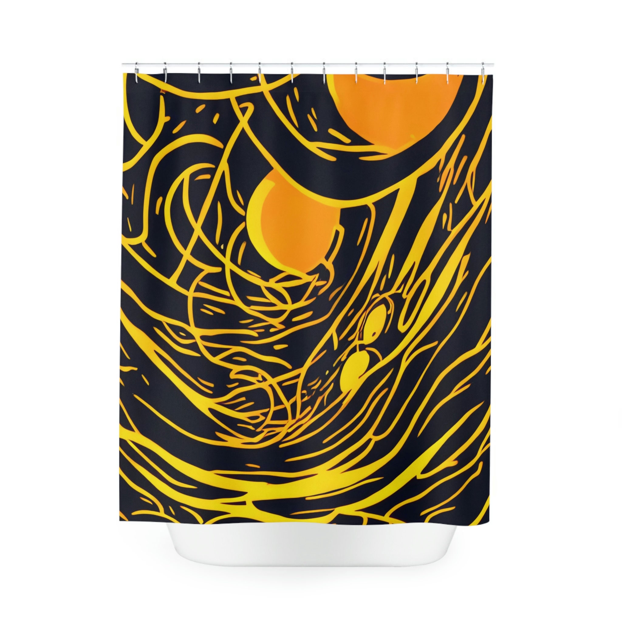 Abstract Art Sunrise Shower Curtain - Waterproof Fabric with Modern and Inviting Design, Perfect for Kids
