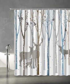 Abstract Birch Forest Vintage Rustic Shower Curtain for Woodland Bathroom