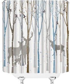 Abstract Birch Forest Vintage Rustic Shower Curtain for Woodland Bathroom