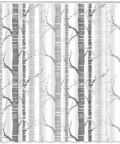 Abstract Birch Tree Shower Curtain for a Rustic and Nature Inspired Bathroom
