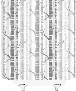 Abstract Birch Tree Shower Curtain for a Rustic and Nature Inspired Bathroom