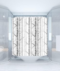 Abstract Birch Tree Shower Curtain for a Rustic and Nature Inspired Bathroom