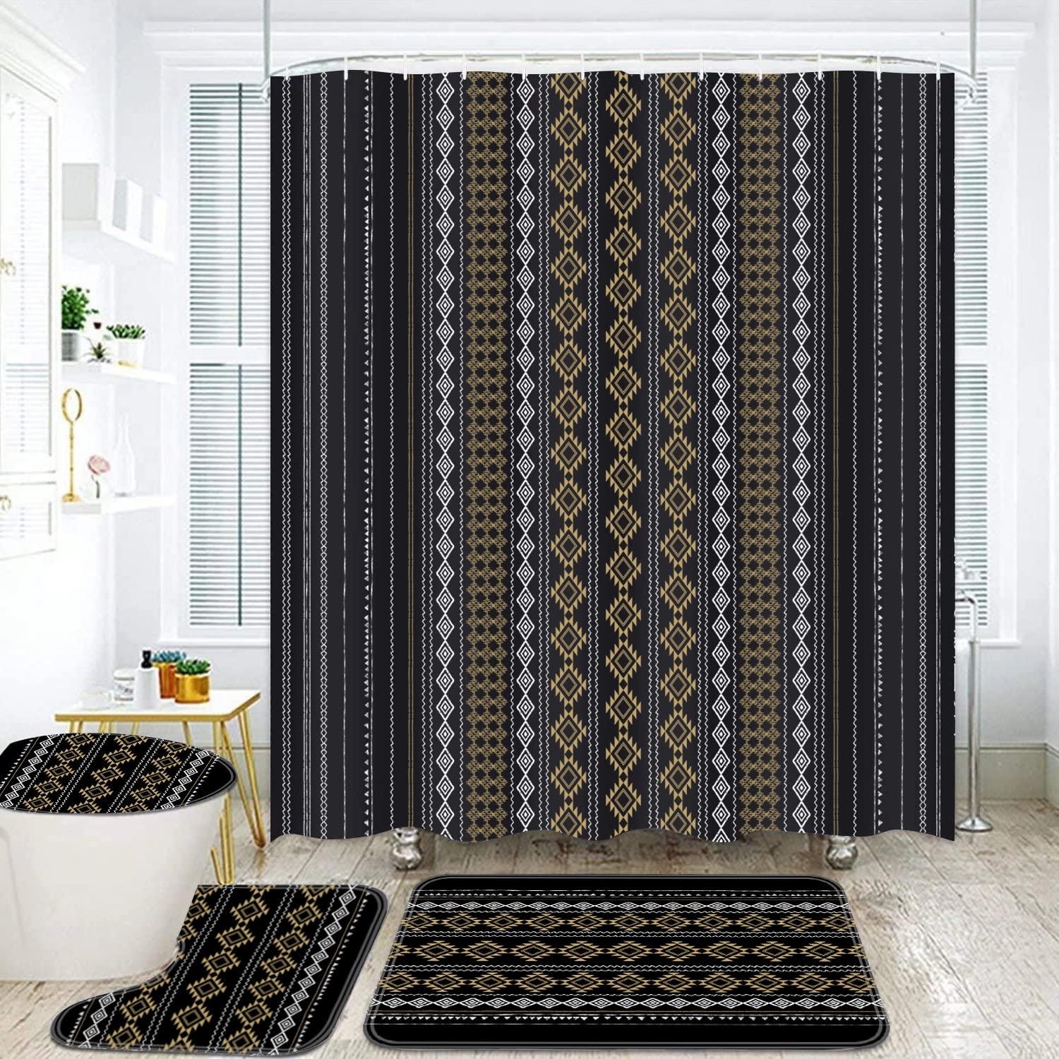 Abstract Black Boho Shower Curtain To Add Chic Touch To Your Bathroom