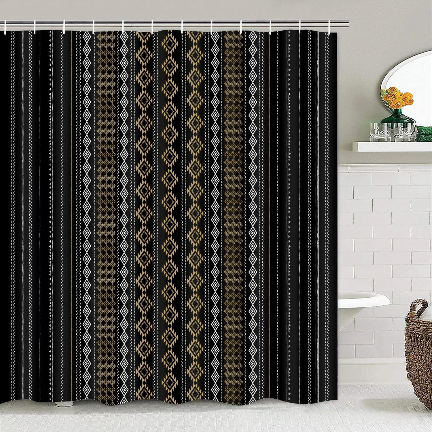Abstract Black Boho Shower Curtain To Add Chic Touch To Your Bathroom - Image 3