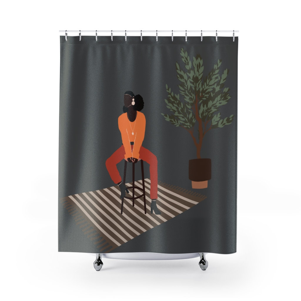 Abstract Boho African American Shower Curtain - Home Decor With Unique And Colorful Design - Image 2