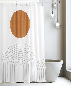 Abstract Boho Aztec Southwest Design Shower Curtain, Minimalist and Modern Waterproof Fabric for Bathroom Decor