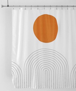 Abstract Boho Aztec Southwest Design Shower Curtain, Minimalist and Modern Waterproof Fabric for Bathroom Decor