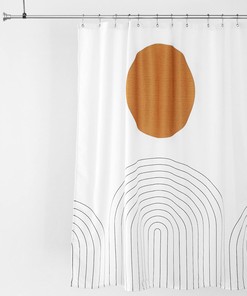 Abstract Boho Aztec Southwest Design Shower Curtain, Minimalist and Modern Waterproof Fabric for Bathroom Decor