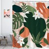Abstract Boho Floral Shower Curtain Aesthetic Plant Citrus Orange Fruit Green Leaf Tropical Women Bathroom Decoration