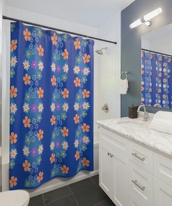 Abstract Boho Flowers Shower Curtain With Colorful Flowers For A Bohemian Vibe