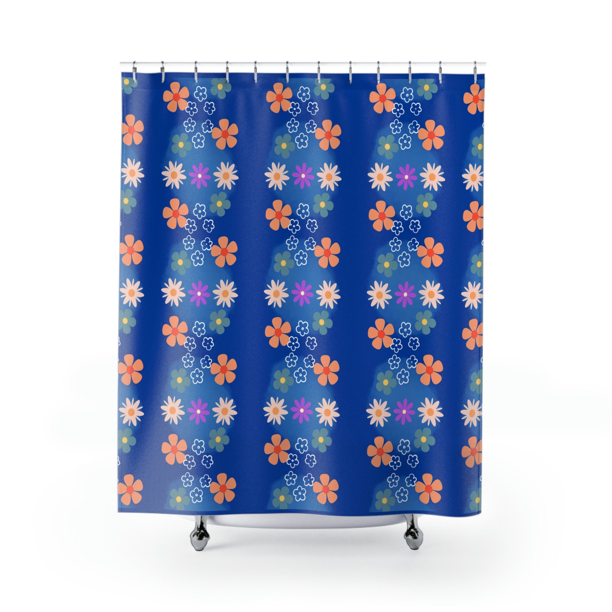 Abstract Boho Flowers Shower Curtain With Colorful Flowers For A Bohemian Vibe