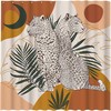 Abstract Boho Leopards Shower Curtain With Sun And Moon Prints For Modern Bathroom Decor