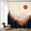 Abstract Boho Mid Century Mountain Sunset Shower Curtain for a Contemporary Bathroom