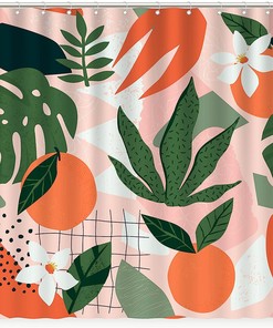 Abstract Boho Peach Shower Curtain, Modern Aesthetic For Your Bathroom