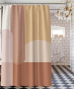 Abstract Boho Plant Print Waterproof Shower Curtain For Unique Bathroom