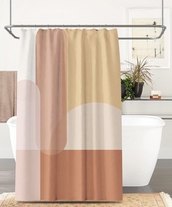 Abstract Boho Plant Print Waterproof Shower Curtain For Unique Bathroom
