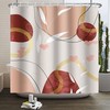 Abstract Boho Shower Curtain with Gold Stripe Leaves and Geometric Pattern for Home Décor