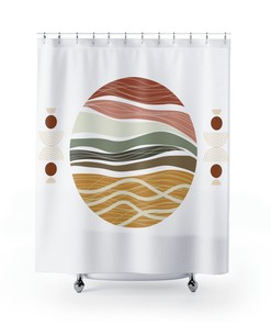 Abstract Boho Sun Shower Curtain, Earthy Colors Shower Curtain, Gift Idea