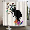 Abstract Butterfly Art Shower Curtain - African American Black Girl Bathroom Decor