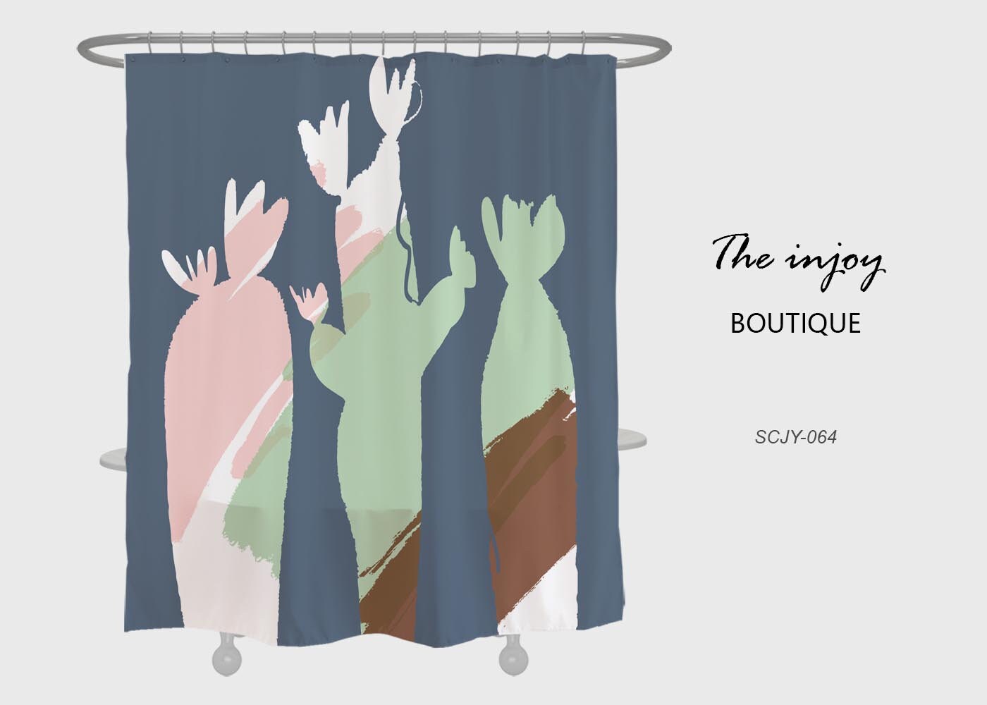 Abstract Cactus Extra Shower Curtain For Colorful Bathroom Decor