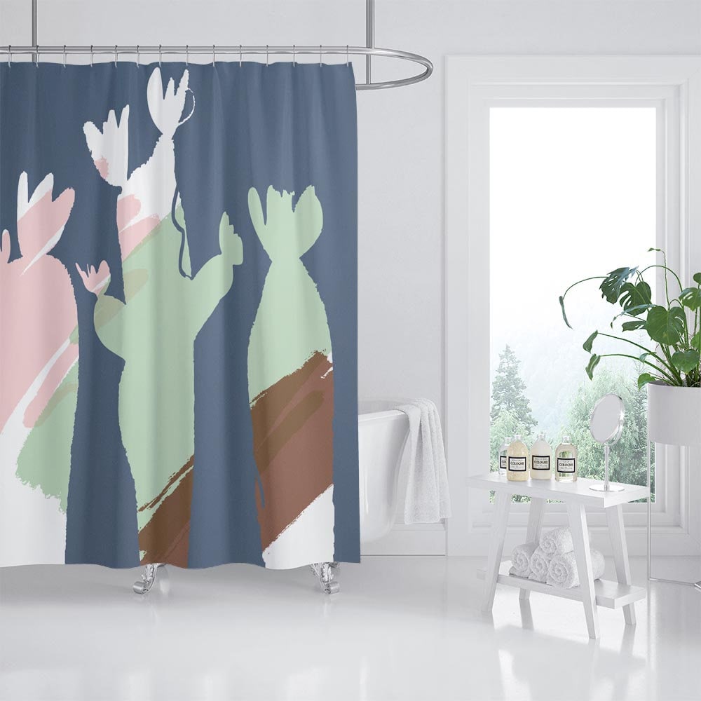 Abstract Cactus Extra Shower Curtain For Colorful Bathroom Decor - Image 2