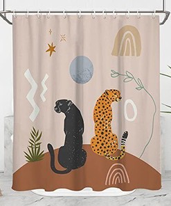 Abstract Cheetah Print Shower Curtain For Aesthetic Bathroom Decor