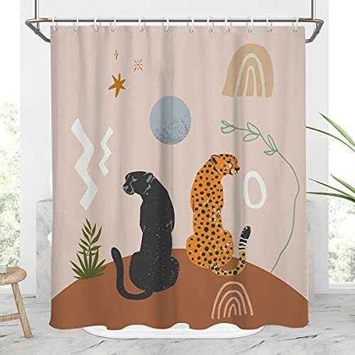 Abstract Cheetah Print Shower Curtain For Aesthetic Bathroom Decor