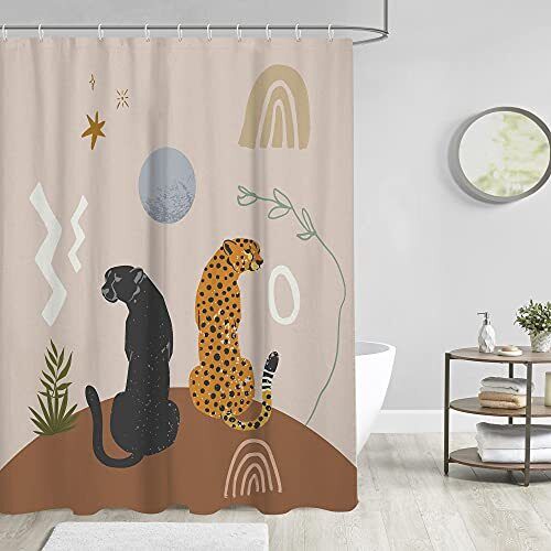 Abstract Cheetah Print Shower Curtain For Aesthetic Bathroom Decor - Image 2