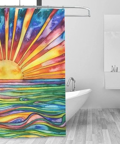 Abstract Colorful Sun Fabric Shower Curtain for Bathroom, Waterproof - Ohocut