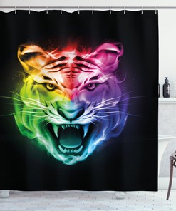 Abstract Colorful Tiger Print Shower Curtain for Artistic Bathroom Decor