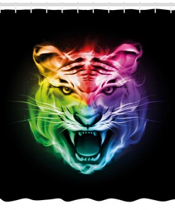 Abstract Colorful Tiger Print Shower Curtain for Artistic Bathroom Decor