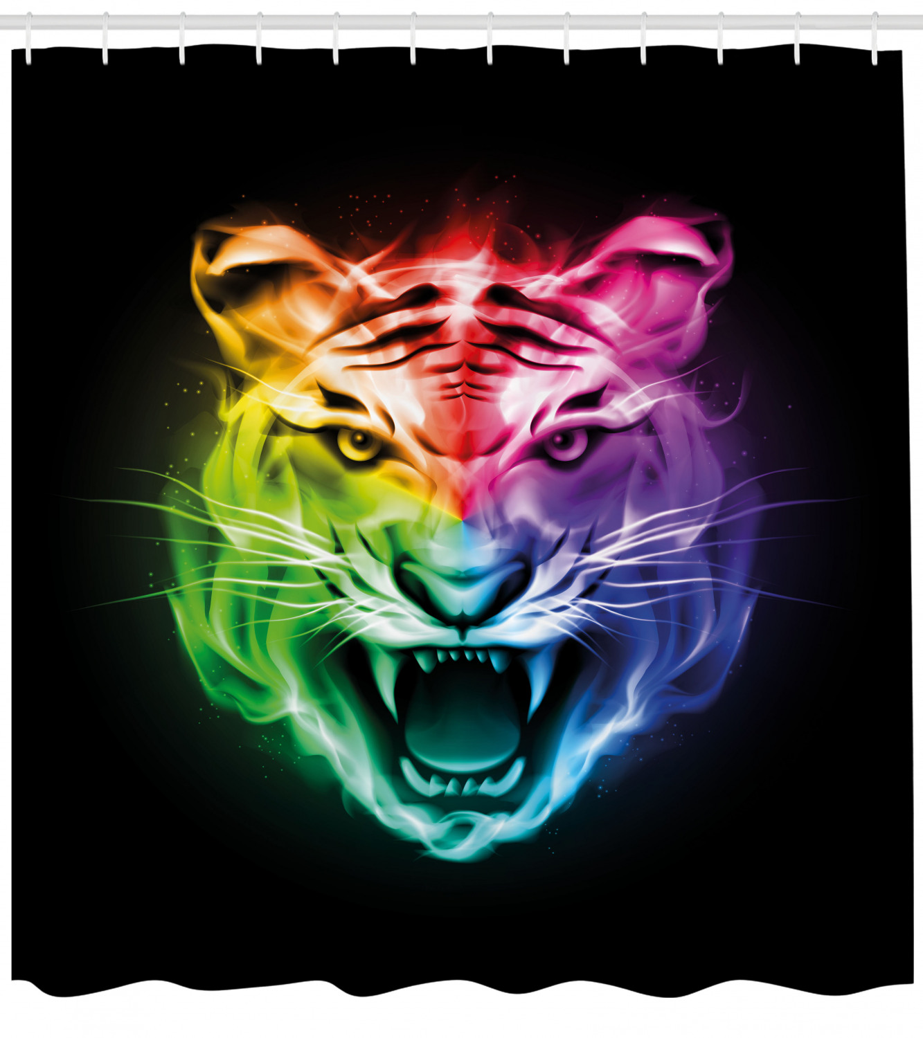 Abstract Colorful Tiger Print Shower Curtain for Artistic Bathroom Decor