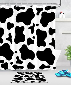 Abstract Cow Print Shower Curtain With Black And White Pattern - A Perfect Addition To Your Modern