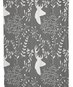 Abstract Deers Floral Animals Wildlife One Christmas Moose Shower Curtain for Bathroom with Creative Pattern - Okcorki