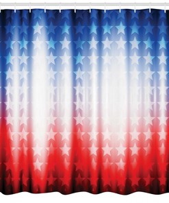 Abstract Digital Star Printed Shower Curtain With Flag Design For A Patriotic Bathroom Decor