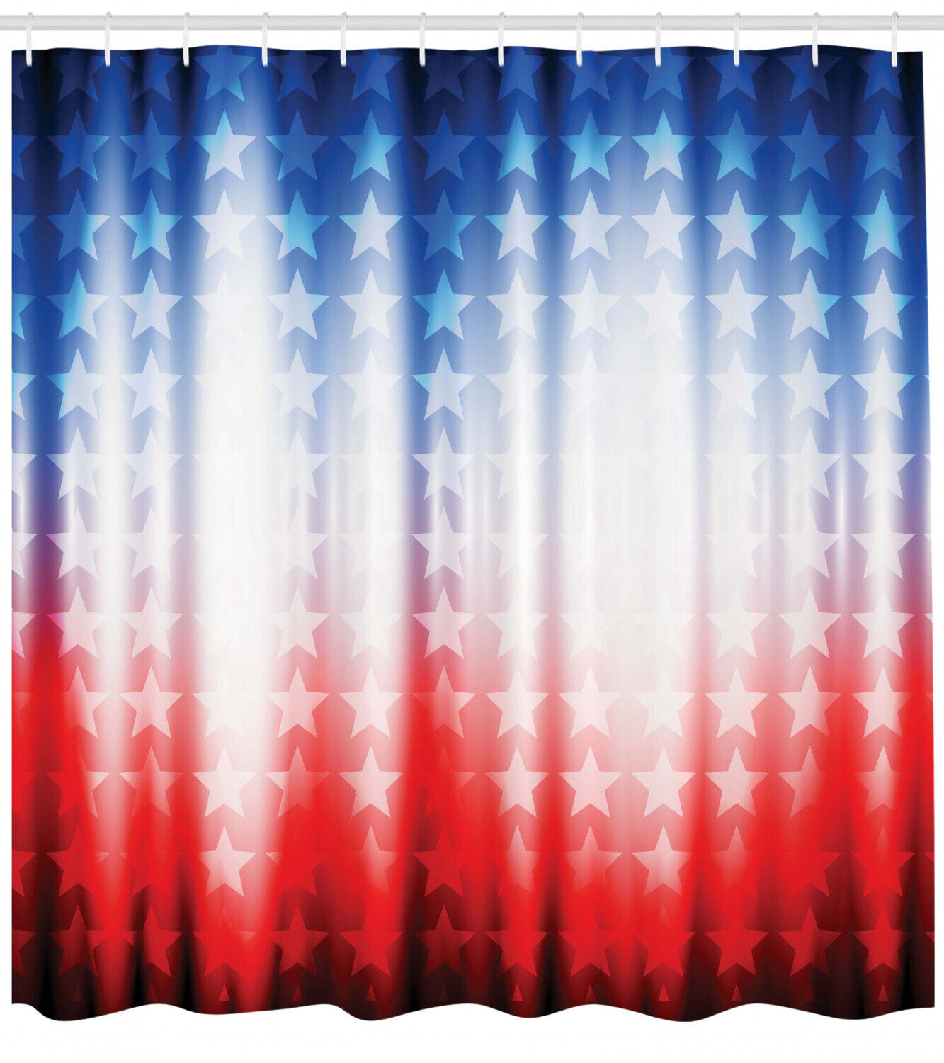 Abstract Digital Star Printed Shower Curtain With Flag Design For A Patriotic Bathroom Decor