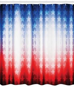 Abstract Digital Star Printed Shower Curtain With Flag Design For A Patriotic Bathroom Decor