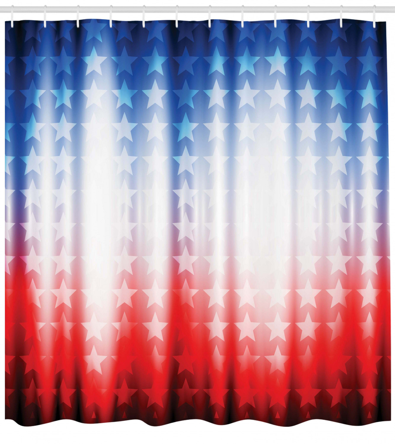 Abstract Digital Star Printed Shower Curtain With Flag Design For A Patriotic Bathroom Decor