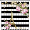 Abstract Eiffel Tower and Flower Print Shower Curtain for Paris Bathroom Decor 