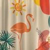 Abstract Flamingo Bird Shower Curtain Modern Mid Century Boho Decoration With Impressionistic Sun Print