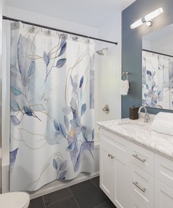 Abstract Flower Branches Shower Curtain For A Modern Bathroom