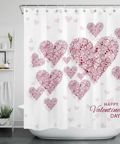 Abstract Flower Hearts Shower Curtain For A Chic Bathroom