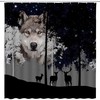 Abstract Forest Shower Curtain Rustic Deer Moose Tree Camping Wildlife Bathroom Decor