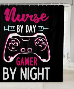 Abstract Gamepad And Nurse Design Shower Curtain For Boys And Girls.