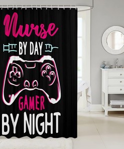 Abstract Gamepad And Nurse Design Shower Curtain For Boys And Girls.
